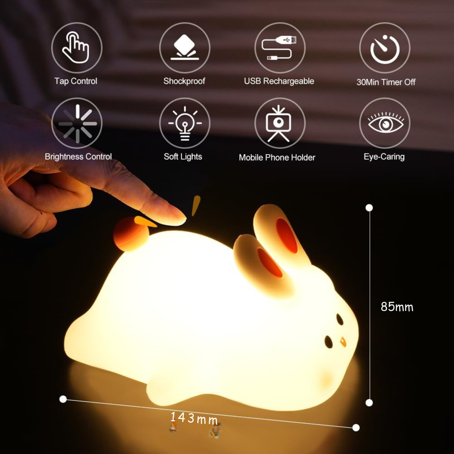 Cute LED Touch Sensor Rabbit Night Light